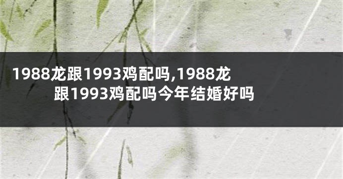 1988龙跟1993鸡配吗,1988龙跟1993鸡配吗今年结婚好吗