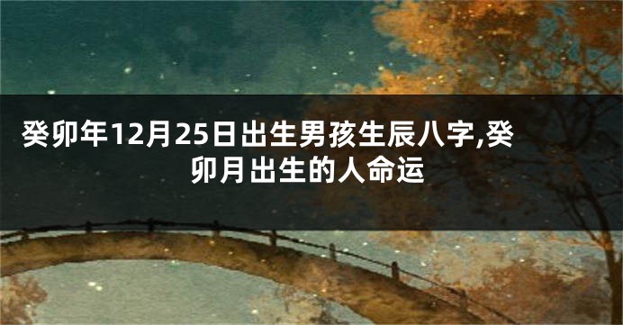 癸卯年12月25日出生男孩生辰八字,癸卯月出生的人命运