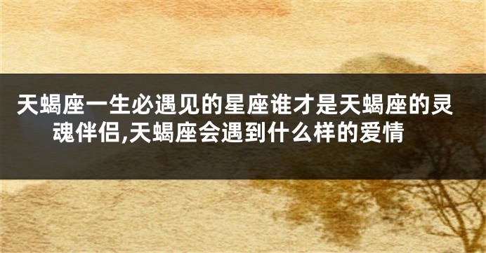 天蝎座一生必遇见的星座谁才是天蝎座的灵魂伴侣,天蝎座会遇到什么样的爱情