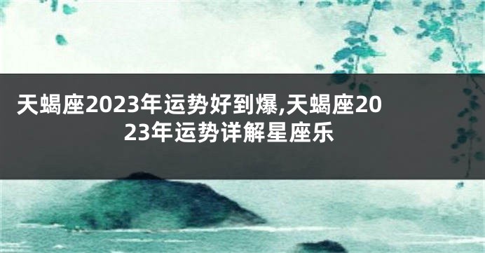 天蝎座2023年运势好到爆,天蝎座2023年运势详解星座乐