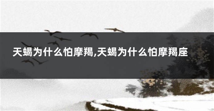 天蝎为什么怕摩羯,天蝎为什么怕摩羯座