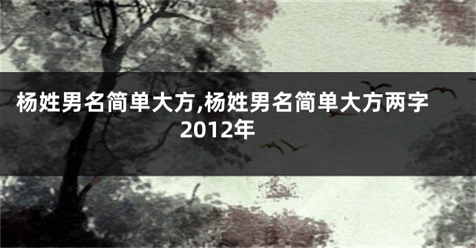 杨姓男名简单大方,杨姓男名简单大方两字2012年