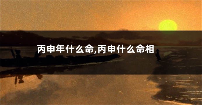 丙申年什么命,丙申什么命相