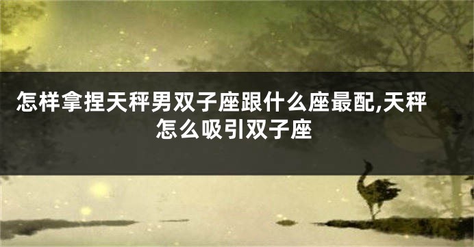 怎样拿捏天秤男双子座跟什么座最配,天秤怎么吸引双子座