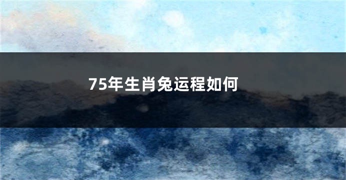 75年生肖兔运程如何
