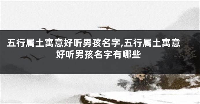 五行属土寓意好听男孩名字,五行属土寓意好听男孩名字有哪些