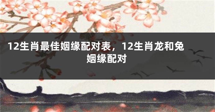 12生肖最佳姻缘配对表，12生肖龙和兔姻缘配对