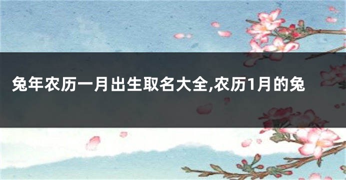 兔年农历一月出生取名大全,农历1月的兔