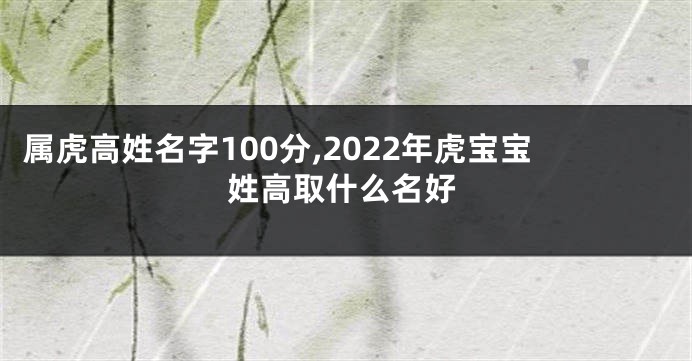 属虎高姓名字100分,2022年虎宝宝姓高取什么名好