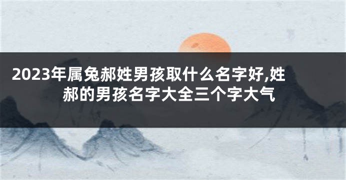 2023年属兔郝姓男孩取什么名字好,姓郝的男孩名字大全三个字大气