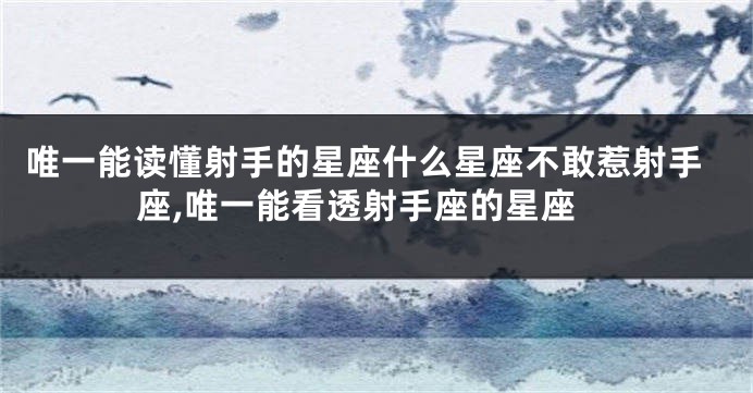 唯一能读懂射手的星座什么星座不敢惹射手座,唯一能看透射手座的星座