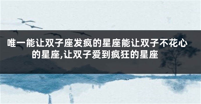 唯一能让双子座发疯的星座能让双子不花心的星座,让双子爱到疯狂的星座