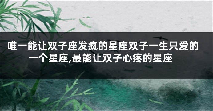 唯一能让双子座发疯的星座双子一生只爱的一个星座,最能让双子心疼的星座