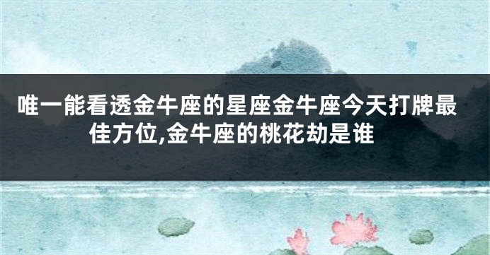 唯一能看透金牛座的星座金牛座今天打牌最佳方位,金牛座的桃花劫是谁