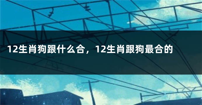 12生肖狗跟什么合，12生肖跟狗最合的