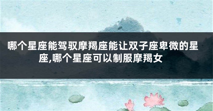 哪个星座能驾驭摩羯座能让双子座卑微的星座,哪个星座可以制服摩羯女
