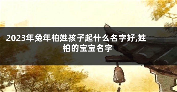 2023年兔年柏姓孩子起什么名字好,姓柏的宝宝名字