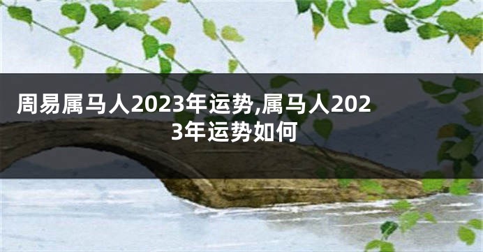 周易属马人2023年运势,属马人2023年运势如何