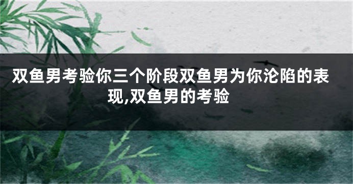 双鱼男考验你三个阶段双鱼男为你沦陷的表现,双鱼男的考验