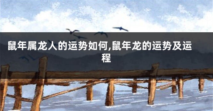 鼠年属龙人的运势如何,鼠年龙的运势及运程