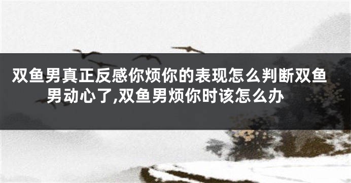 双鱼男真正反感你烦你的表现怎么判断双鱼男动心了,双鱼男烦你时该怎么办