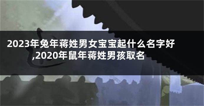 2023年兔年蒋姓男女宝宝起什么名字好,2020年鼠年蒋姓男孩取名
