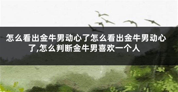 怎么看出金牛男动心了怎么看出金牛男动心了,怎么判断金牛男喜欢一个人