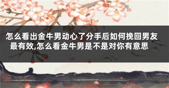 怎么看出金牛男动心了分手后如何挽回男友最有效,怎么看金牛男是不是对你有意思