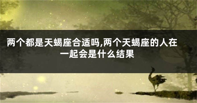 两个都是天蝎座合适吗,两个天蝎座的人在一起会是什么结果
