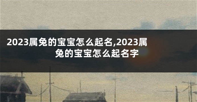 2023属兔的宝宝怎么起名,2023属兔的宝宝怎么起名字