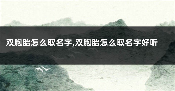 双胞胎怎么取名字,双胞胎怎么取名字好听
