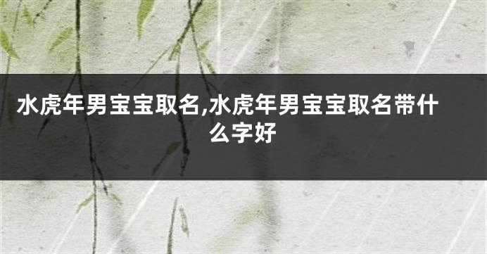水虎年男宝宝取名,水虎年男宝宝取名带什么字好