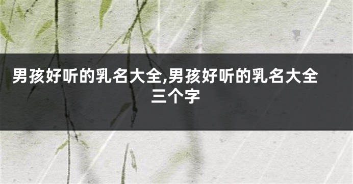 男孩好听的乳名大全,男孩好听的乳名大全三个字