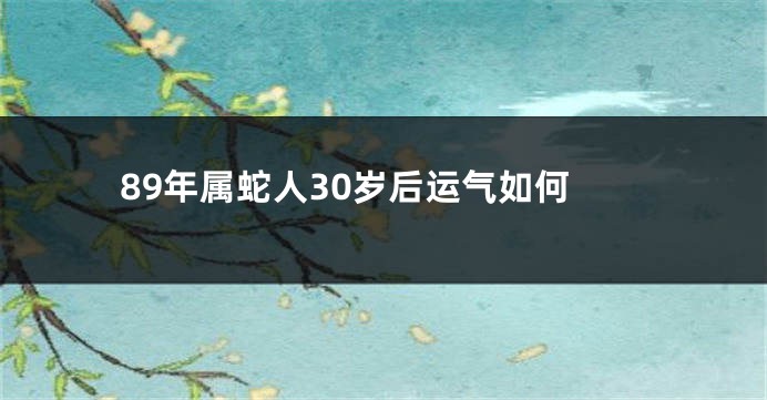 89年属蛇人30岁后运气如何