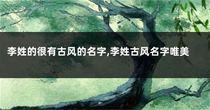 李姓的很有古风的名字,李姓古风名字唯美