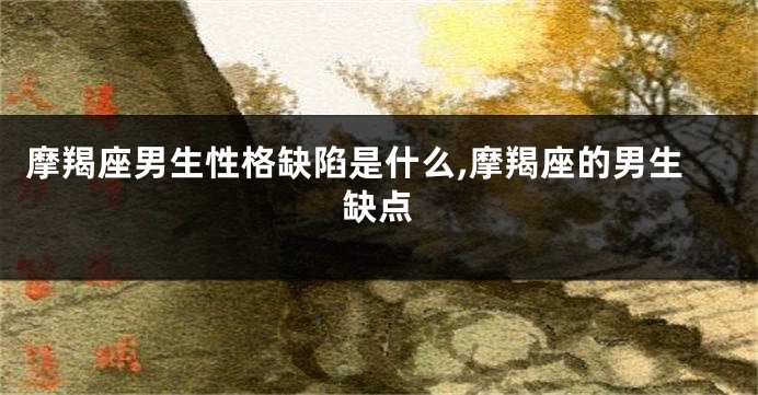 摩羯座男生性格缺陷是什么,摩羯座的男生缺点