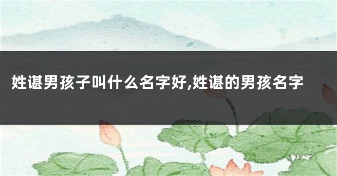 姓谌男孩子叫什么名字好,姓谌的男孩名字