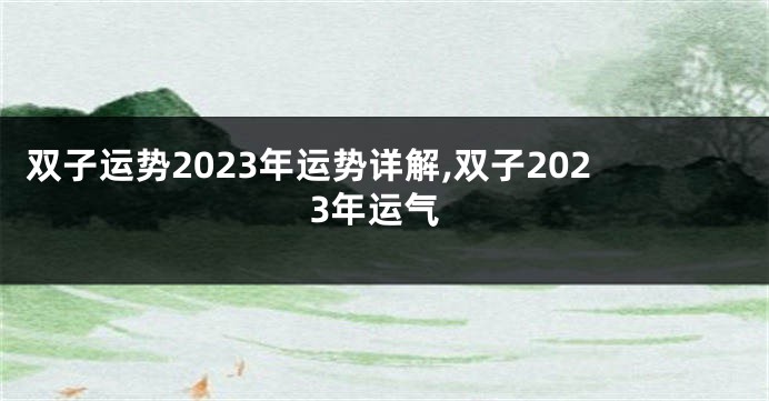 双子运势2023年运势详解,双子2023年运气