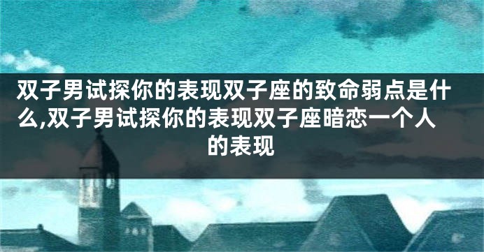 双子男试探你的表现双子座的致命弱点是什么,双子男试探你的表现双子座暗恋一个人的表现