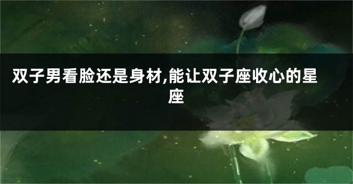 双子男看脸还是身材,能让双子座收心的星座