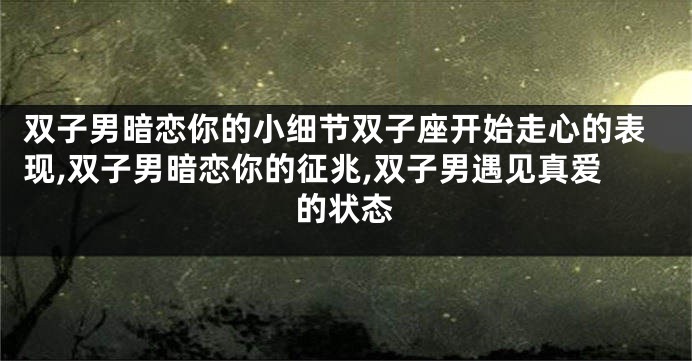 双子男暗恋你的小细节双子座开始走心的表现,双子男暗恋你的征兆,双子男遇见真爱的状态