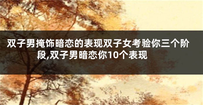 双子男掩饰暗恋的表现双子女考验你三个阶段,双子男暗恋你10个表现