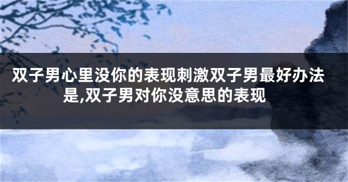双子男心里没你的表现刺激双子男最好办法是,双子男对你没意思的表现