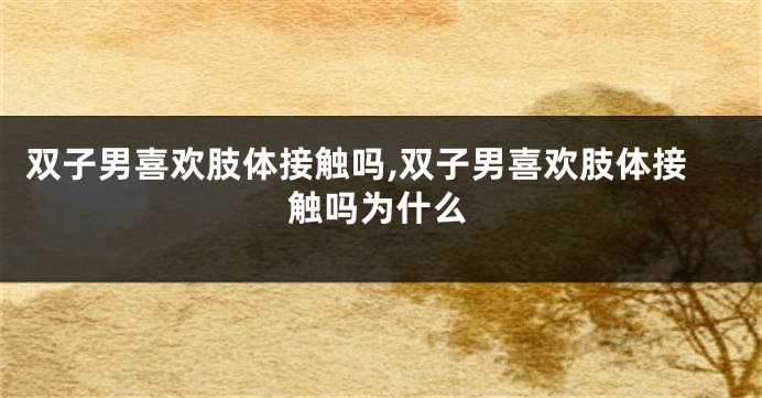 双子男喜欢肢体接触吗,双子男喜欢肢体接触吗为什么