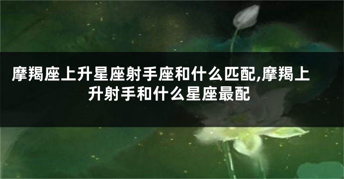 摩羯座上升星座射手座和什么匹配,摩羯上升射手和什么星座最配