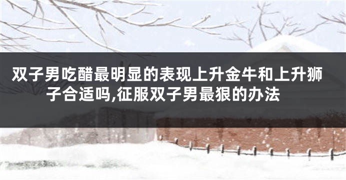 双子男吃醋最明显的表现上升金牛和上升狮子合适吗,征服双子男最狠的办法