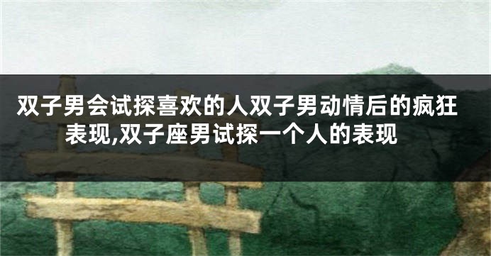 双子男会试探喜欢的人双子男动情后的疯狂表现,双子座男试探一个人的表现