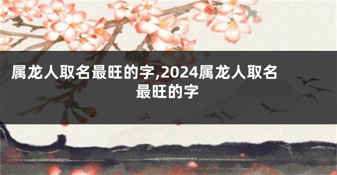属龙人取名最旺的字,2024属龙人取名最旺的字