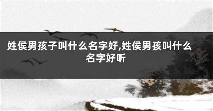 姓侯男孩子叫什么名字好,姓侯男孩叫什么名字好听