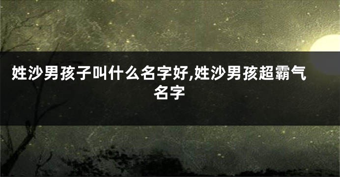 姓沙男孩子叫什么名字好,姓沙男孩超霸气名字